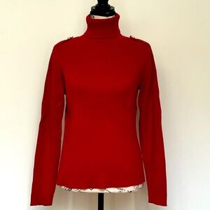 LRL red cotton sweater with golden shoulders details